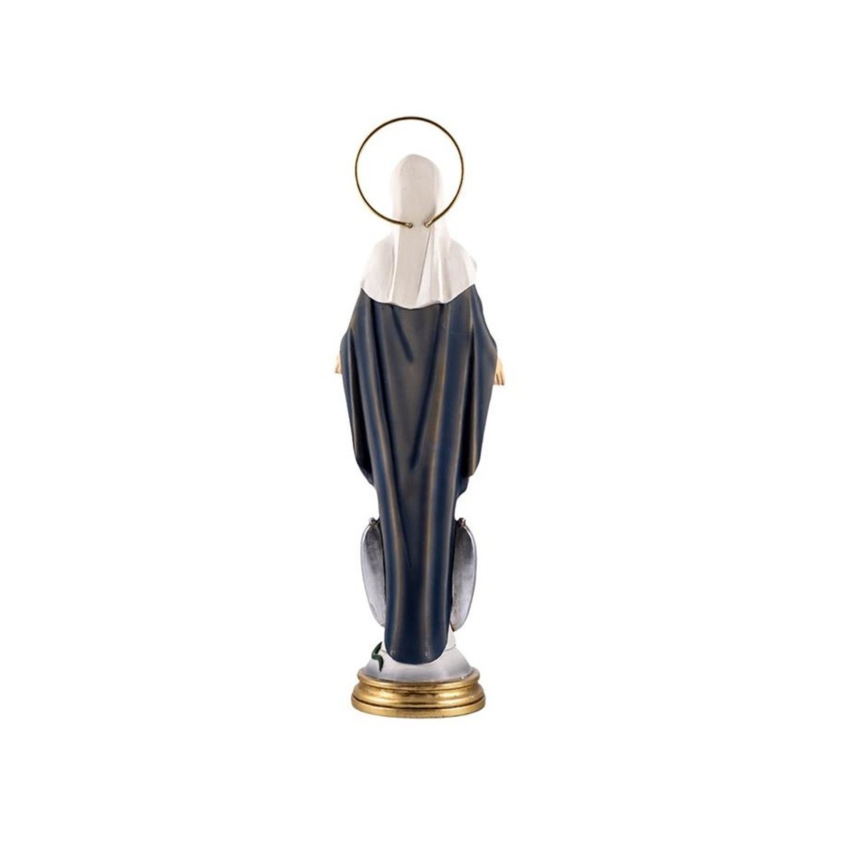 Virgen Milagrosa figura 30 cm. escultura medallas laterales resina ...
